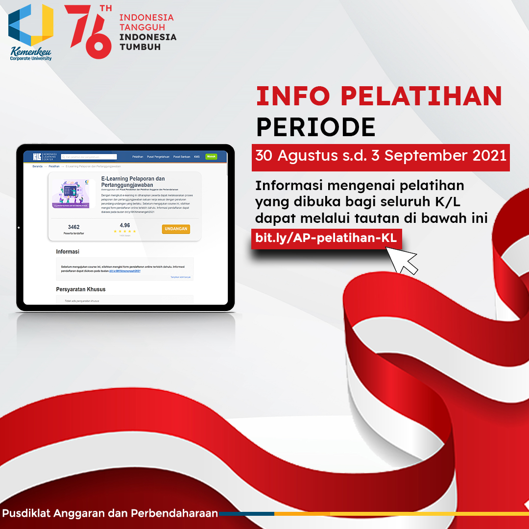 Info Pelatihan Senin, 30 Agustus 2021